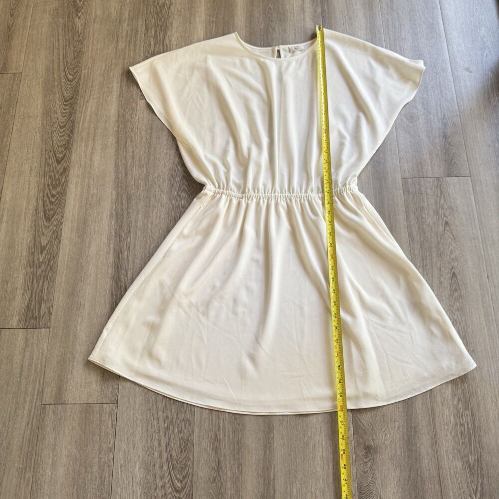 Aritzia Little Moon Dress Sz Large Ivory Stretch Waist Knee Length Quiet Luxury - Picture 6 of 16